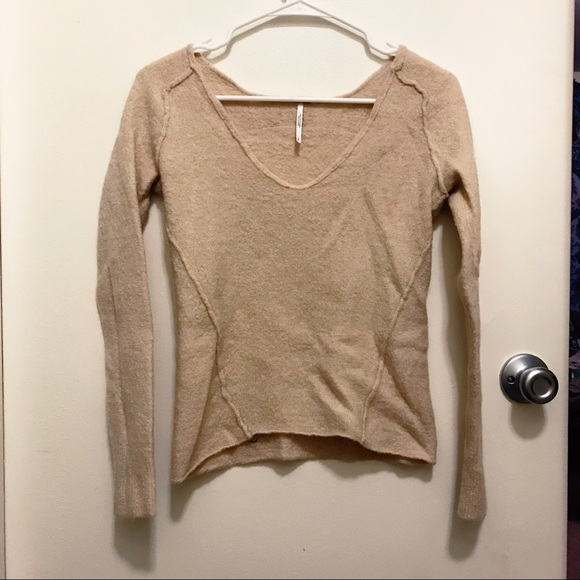 Free People Sweaters - Free people oatmeal beige v neck sweater small